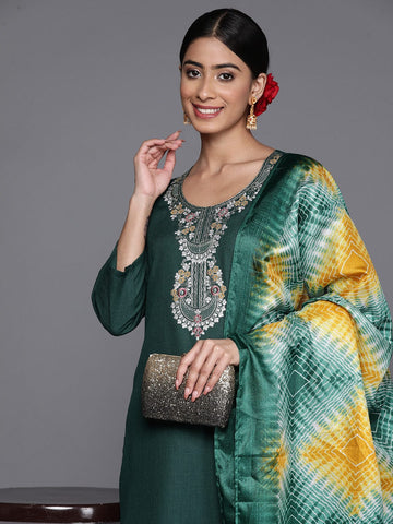 Varanga Floral Zari Embroidered Kurta With Trousers & Dupatta